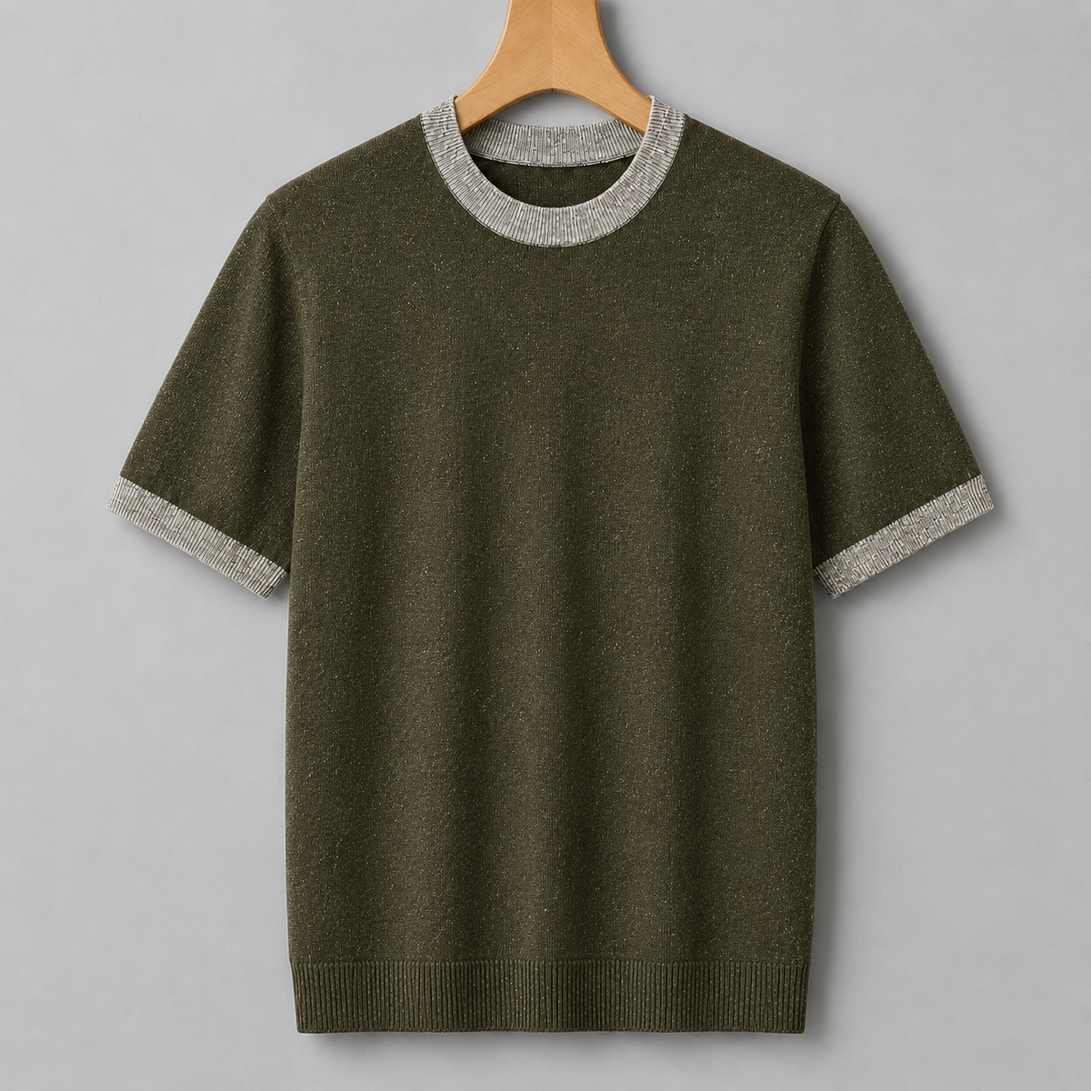 Cotton Contrast Knit Tee