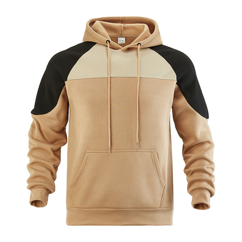 Hoodie til mænd med tekstureret kontrastpanel