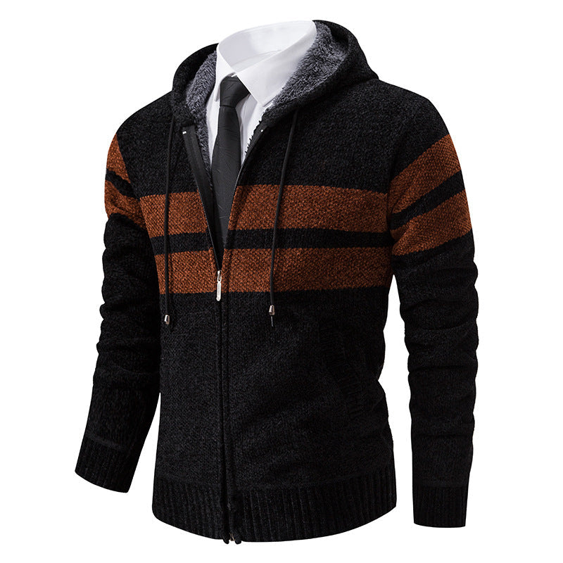 Men's Teddy Lined Knit Hooded Jacket