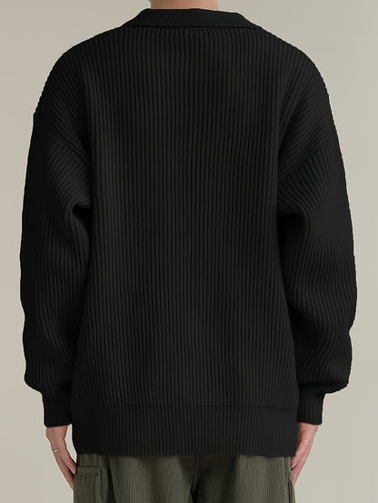 Cardigan côtelé à col et boutonnage sur le devant