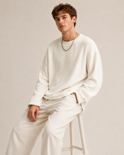 Waffle Texture Relaxed Fit Pullover