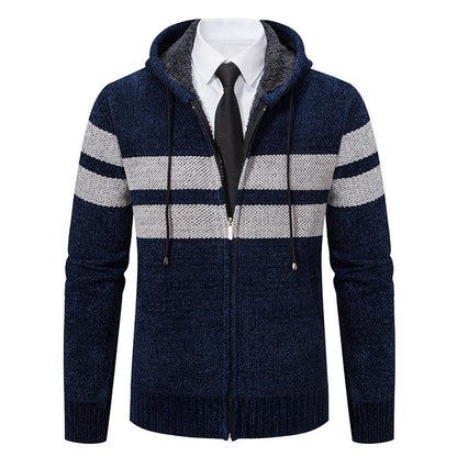 Men's Teddy Lined Knit Hooded Jacket