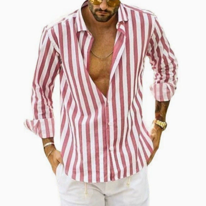 Chemise homme coupe slim à rayures verticales