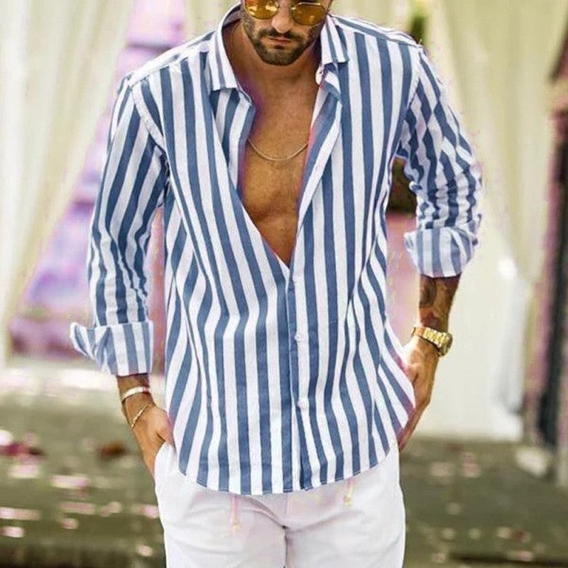 Chemise homme coupe slim à rayures verticales