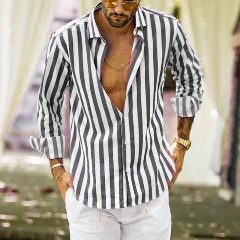 Chemise homme coupe slim à rayures verticales