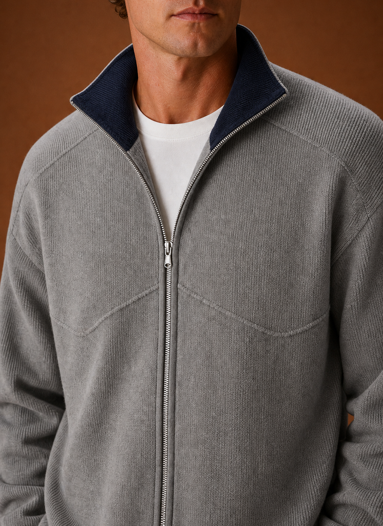 Veste-cardigan pour homme en maille à fermeture éclair intégrale