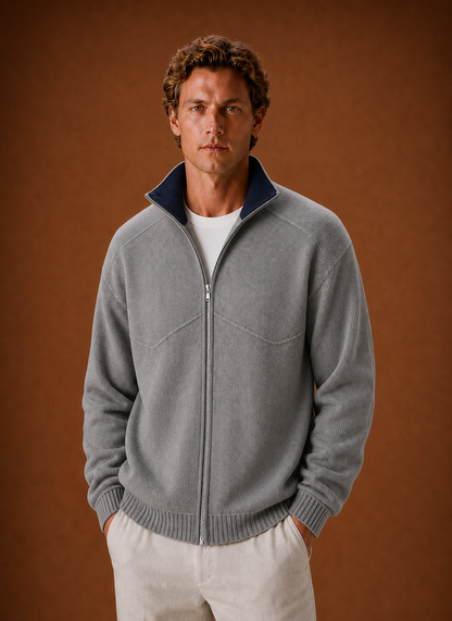 Veste-cardigan pour homme en maille à fermeture éclair intégrale