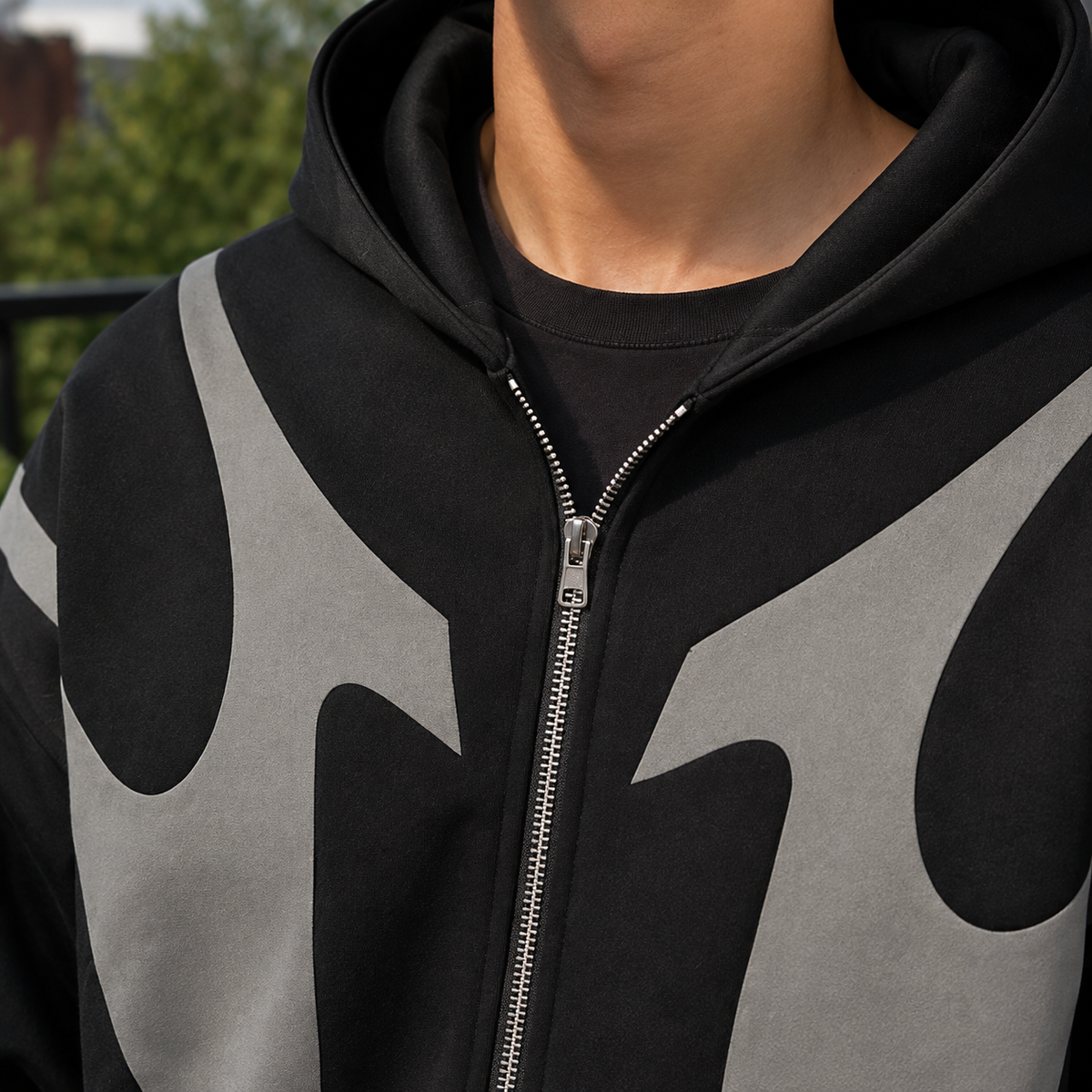 Contrast Panel Full Zip Hoodie