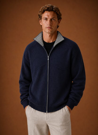 Veste-cardigan pour homme en maille à fermeture éclair intégrale