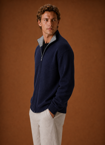 Veste-cardigan pour homme en maille à fermeture éclair intégrale